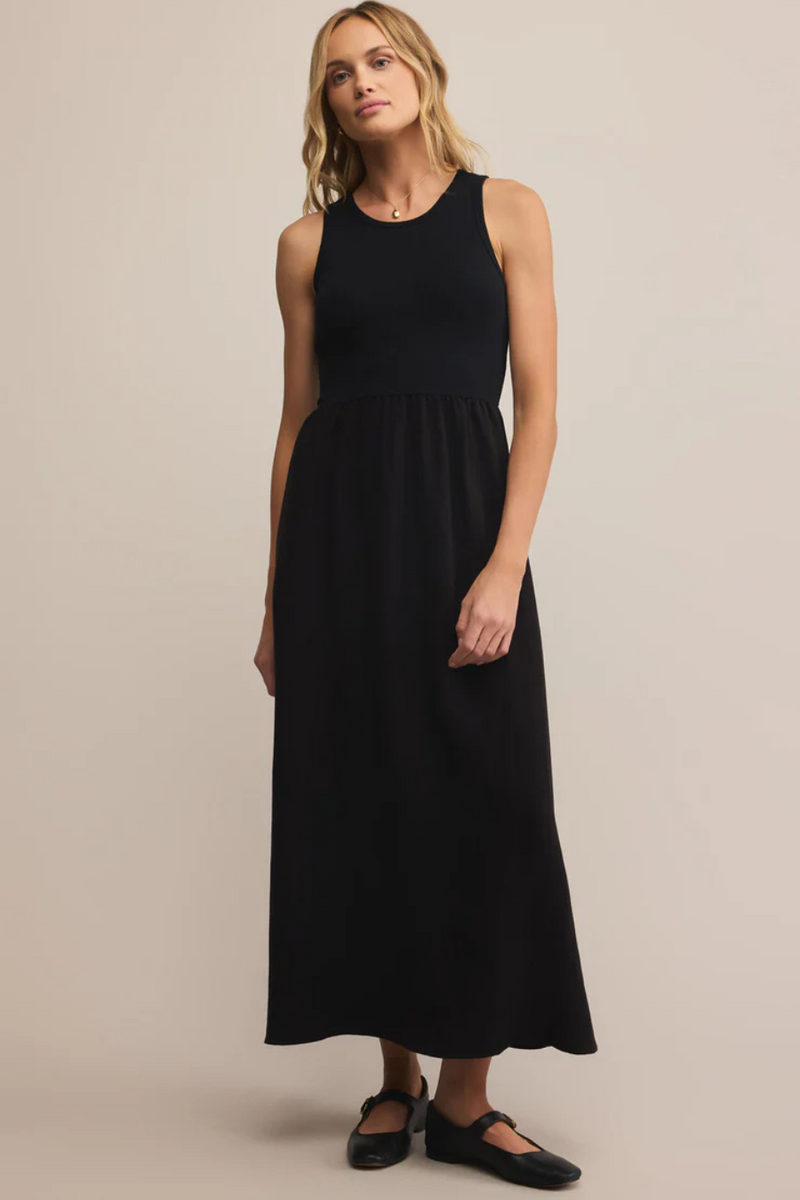 Z SUPPLY - CHARLOTTE RIB MIDI DRESS BLACK