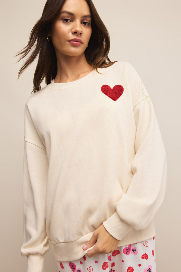 Z SUPPLY - OVERSIZED HEART SWEATSHIRT