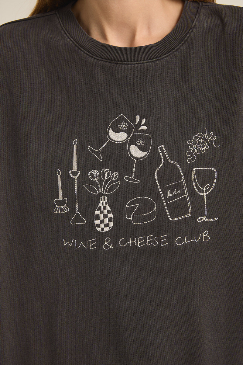 Z SUPPLY - WINE CLUB SUNDAY SWEATSHIRT BLACK SAND