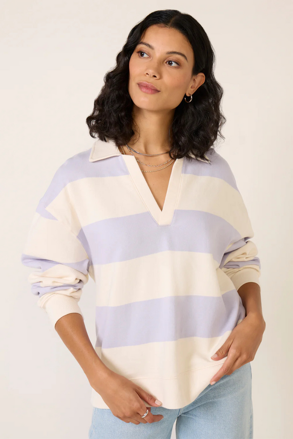 Z SUPPLY - RUGBY HENLEY SWEATSHIRT LAVENDER ICE