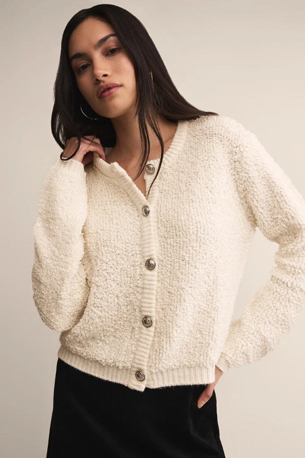 Z SUPPLY - MAXIE FLUFFY CARDIGAN WARM WHITE