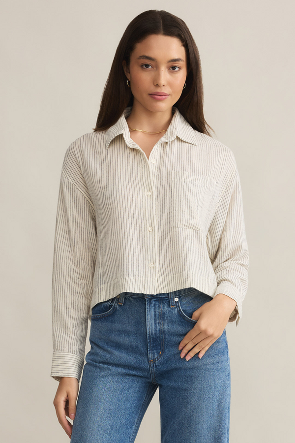 Z SUPPLY - DEL MAR COTTON GAUZE STRIPED SHIRT NATURAL