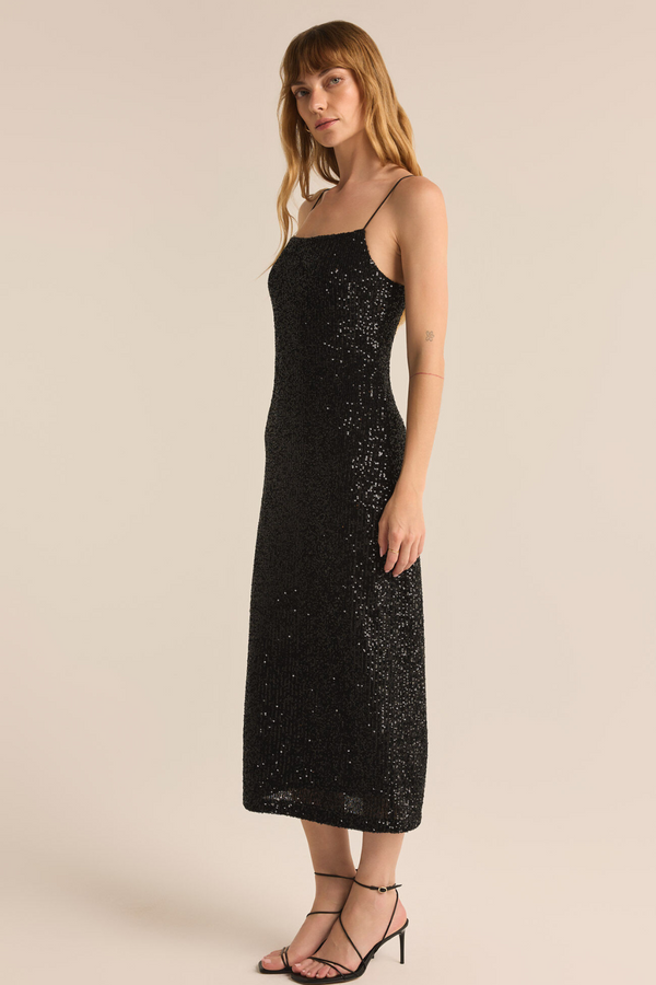 Z SUPPLY - PAULINA SEQUIN MIDI DRESS BLACK