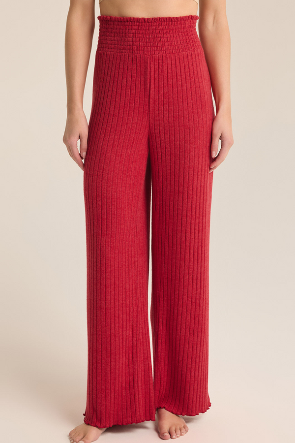 Z SUPPLY - DAWN SMOCKED RIB PANT HAUTE RED