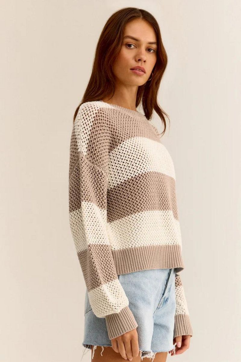 Z SUPPLY - BROADBEACH STRIPE SWEATER PUTTY