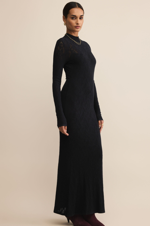 Z SUPPLY - ADEN MESH SWEATER DRESS BLACK