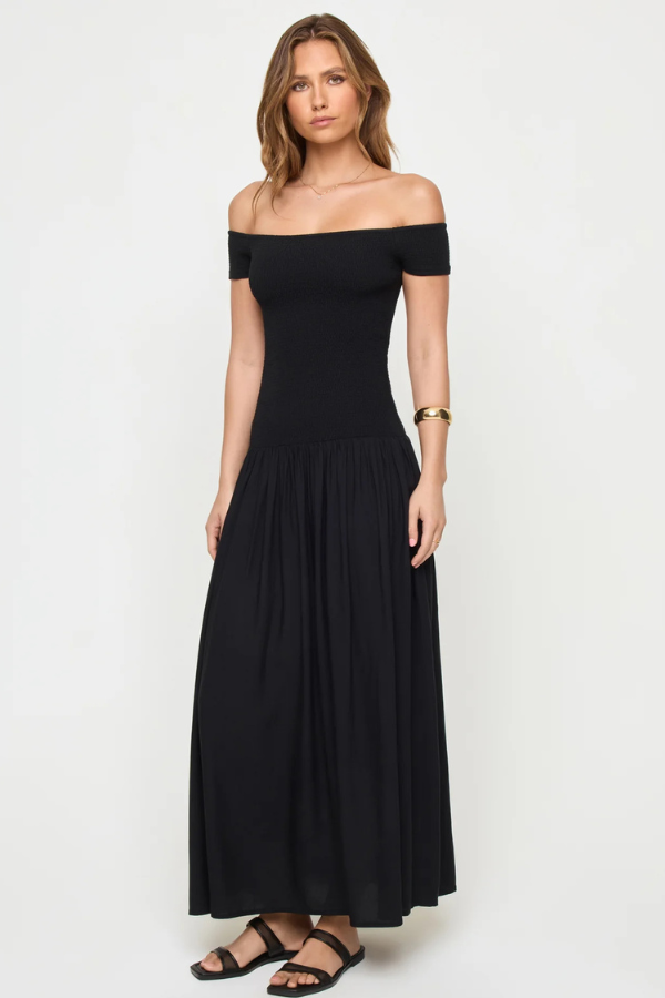 LSPACE - GOING STEADY MIDI DRESS BLACK