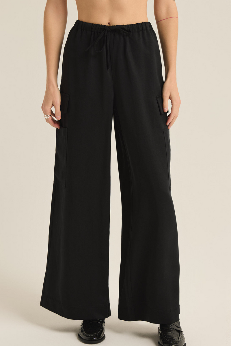 Z SUPPLY - RENEGADE WIDE LEG MARGO PANT BLACK