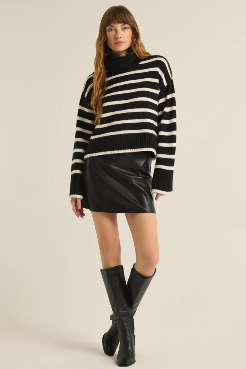 Z SUPPLY - JOSEPHINE STRIPE SWEATER BLACK