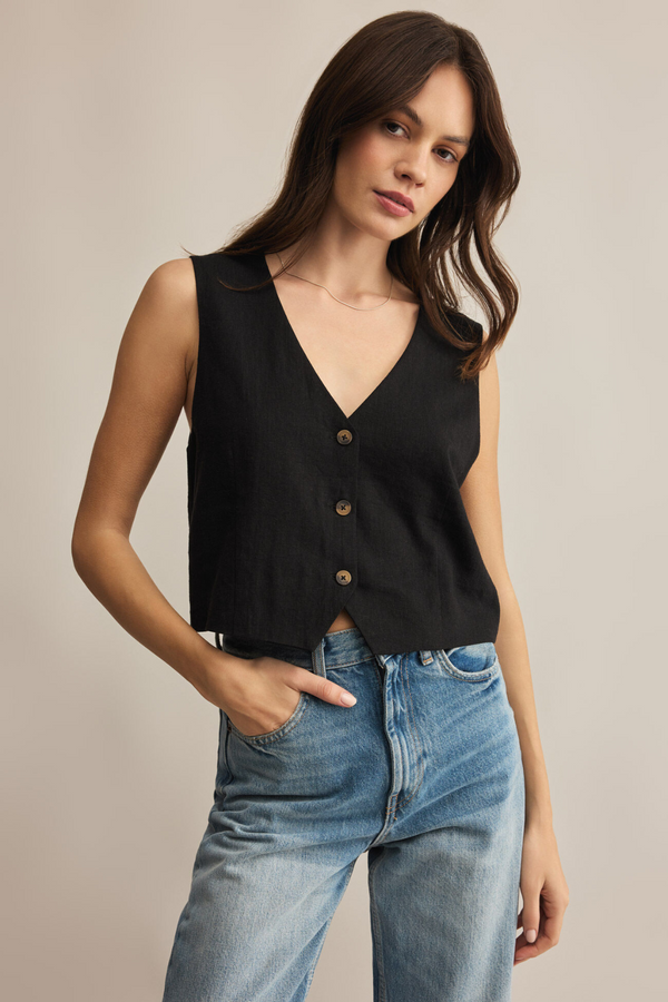 Z SUPPLY  MARTA LINEN VEST BLACK
