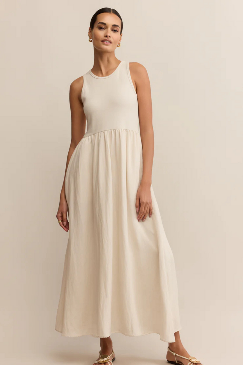 Z SUPPLY - CHARLOTTE RIB MIDI DRESS CRYSTAL