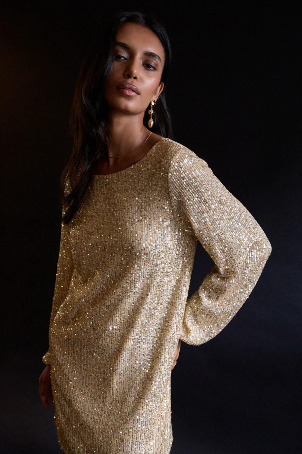 [着画あり] Dressproduction W272 ゴールド Z SUPPLY - ANDROMEDA SEQUIN DRESS CHAMPAGNE – swirlboutique