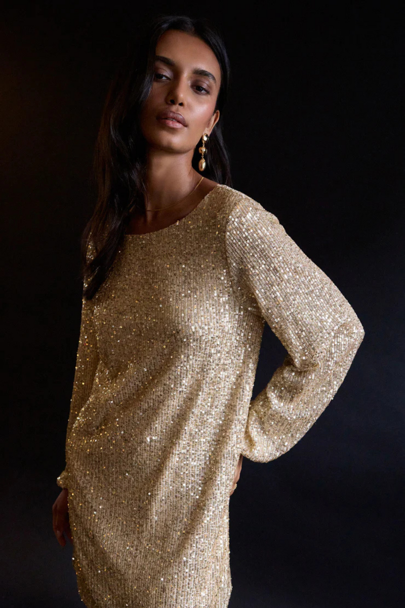 Z SUPPLY - ANDROMEDA SEQUIN DRESS CHAMPAGNE