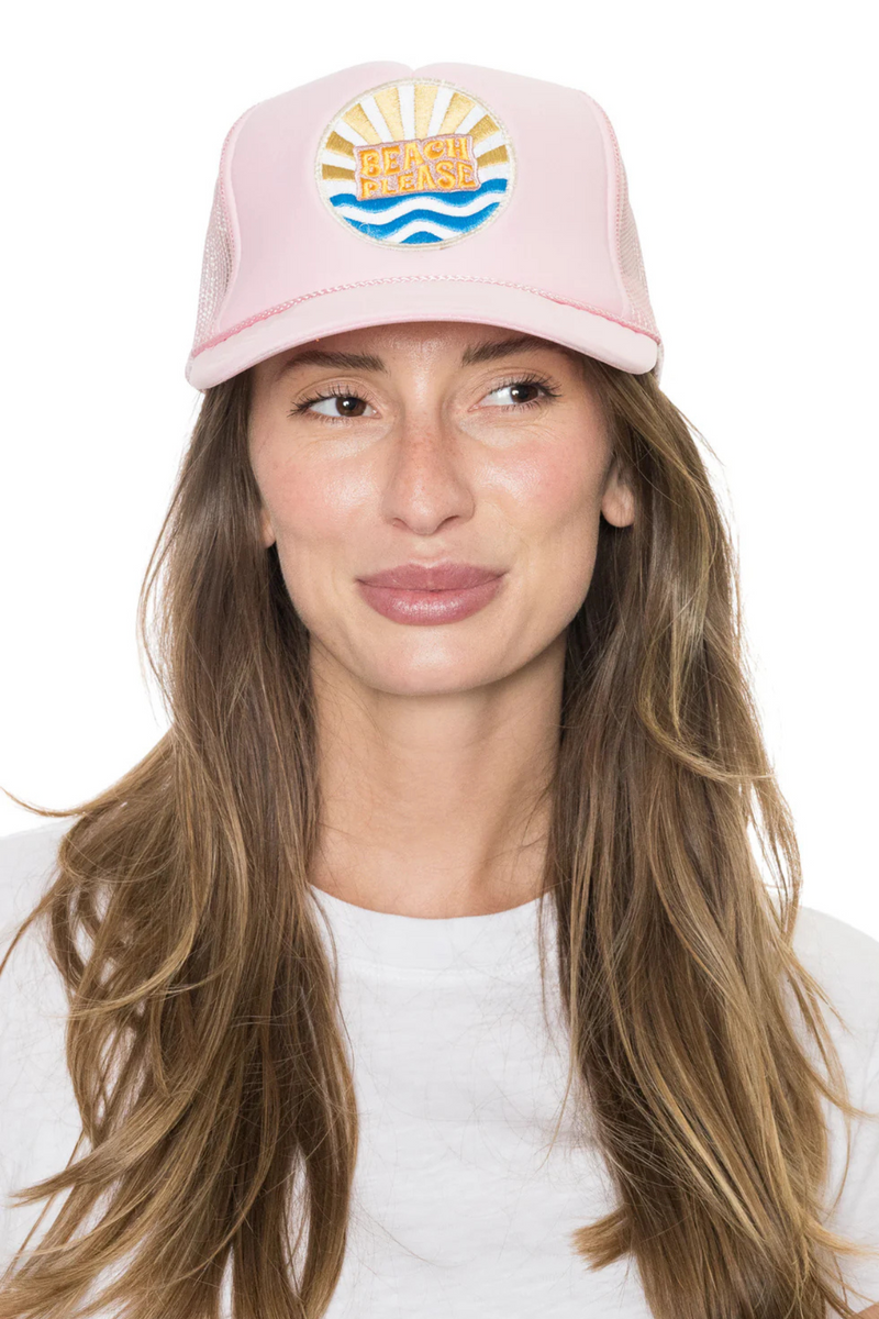 FRIDAY FEELIN - BEACH PLEASE TRUCKER HAT PINK