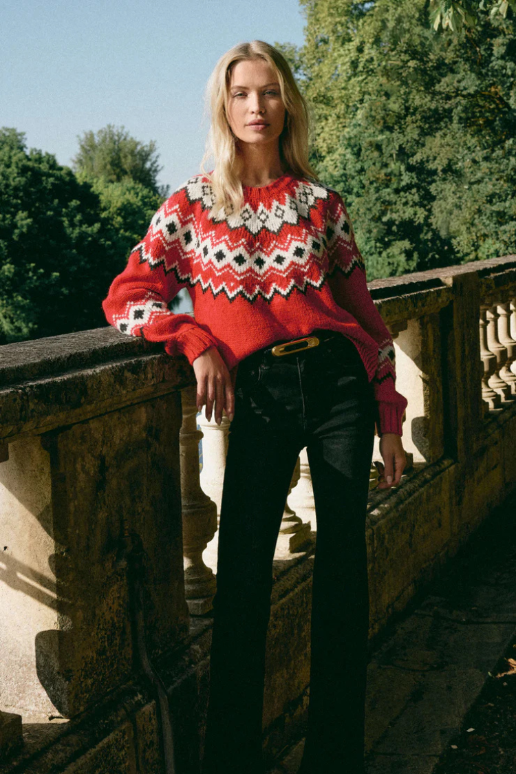 Z SUPPLY - ADORNMENT FAIR ISLE SWEATER FESTIVE RED