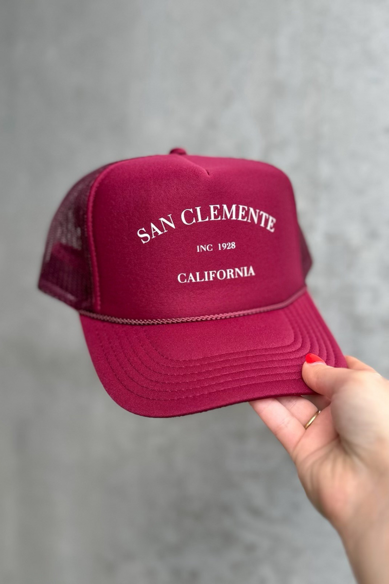 NOT FROM MALIBU - SAN CLEMENTE TRUCKER HAT BURGUNDY