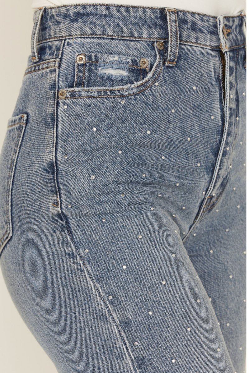 DAZE - FAR OUT HIGH RISE STUDDED WIDE LEG JEAN TWINKLE