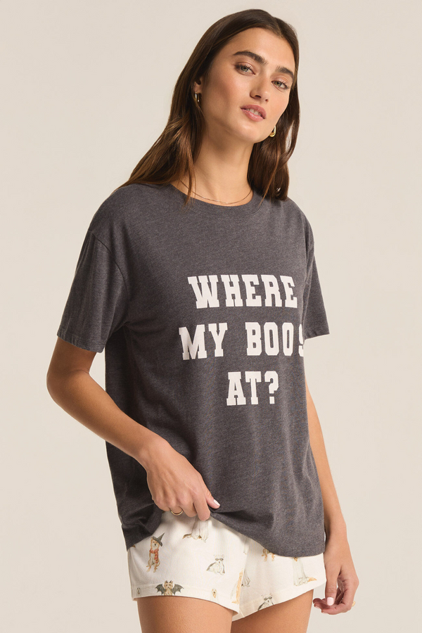 Z SUPPLY - MY BOOS BOYFRIEND TEE CHARCOAL HEATHER