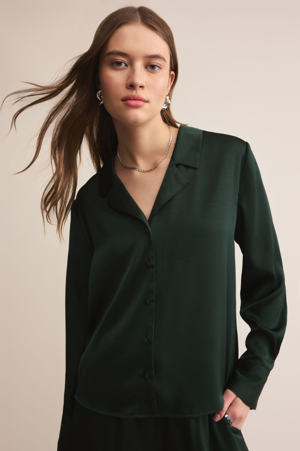 Z SUPPLY - ANA SATIN TOP GARLAND GREEN