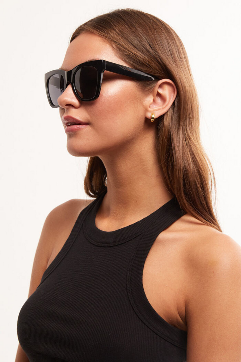 Z SUPPLY - EVERYDAY SUNGLASSES POLISHED BLACK GREY