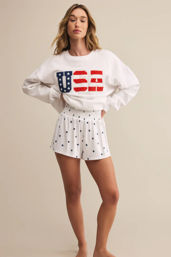 Z SUPPLY - DAWN MINI STARS SHORT WHITE