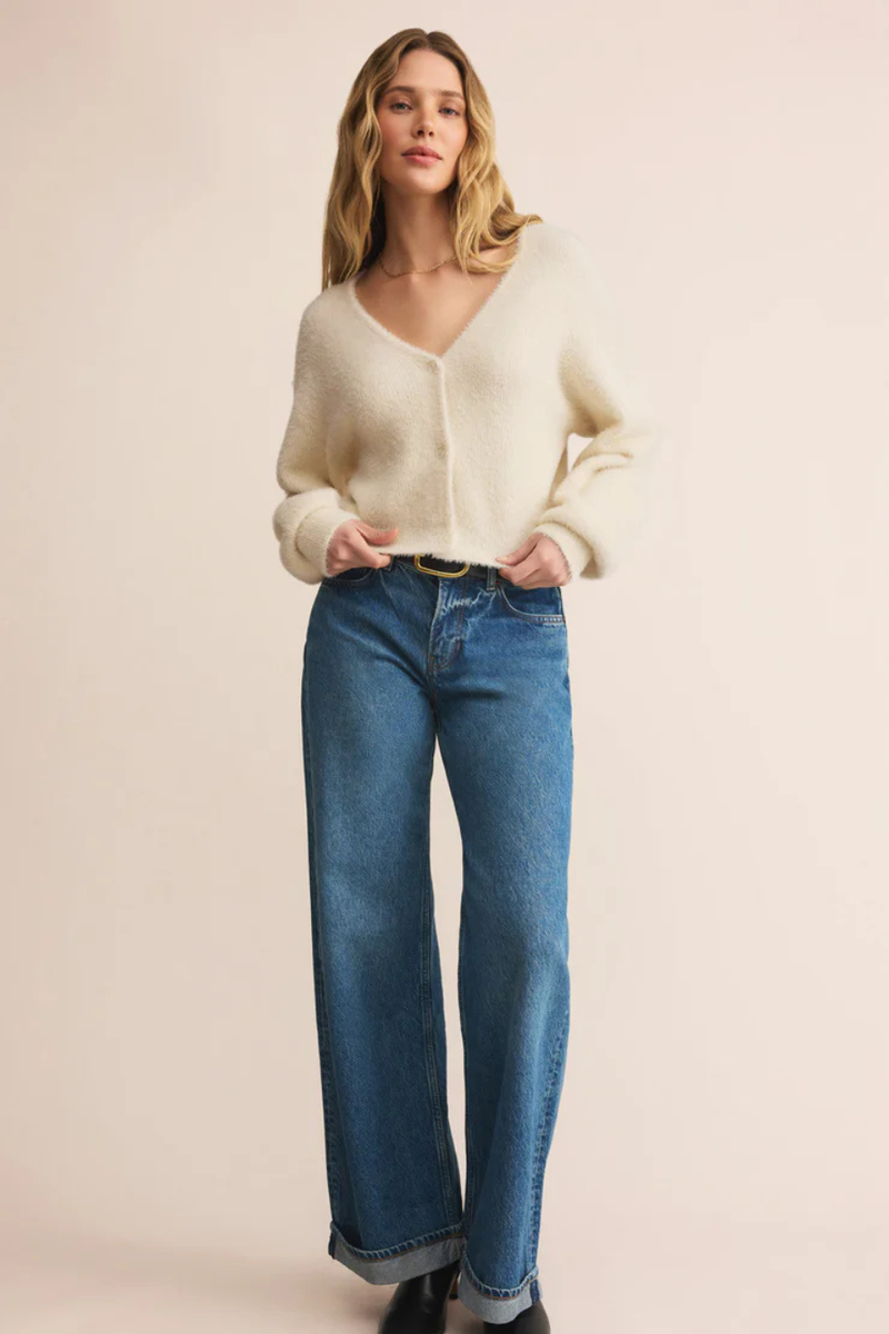 Z SUPPLY - SADIRA FLUFFY CROP CARDIGAN WARM WHITE