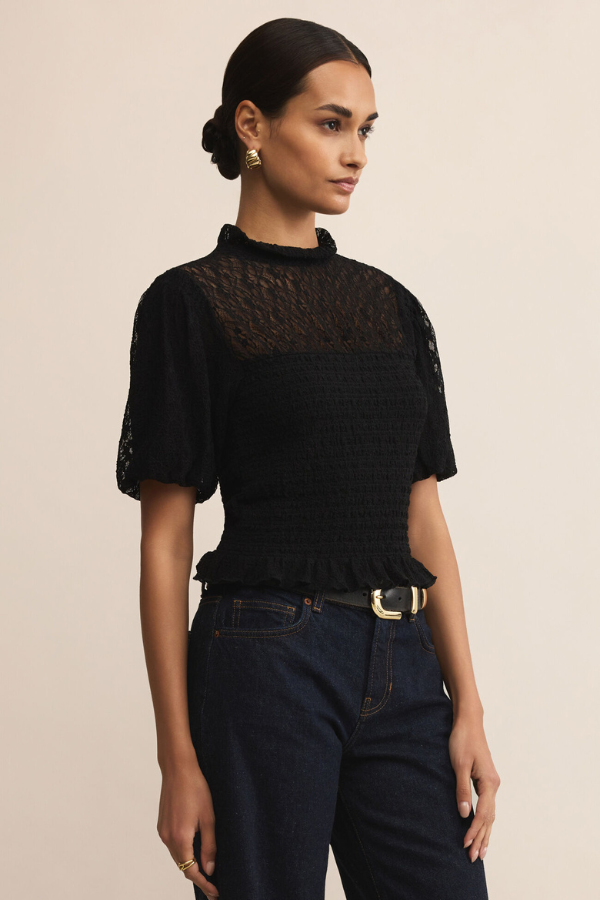 Z SUPPLY - GLIMPSE LACE TOP BLACK