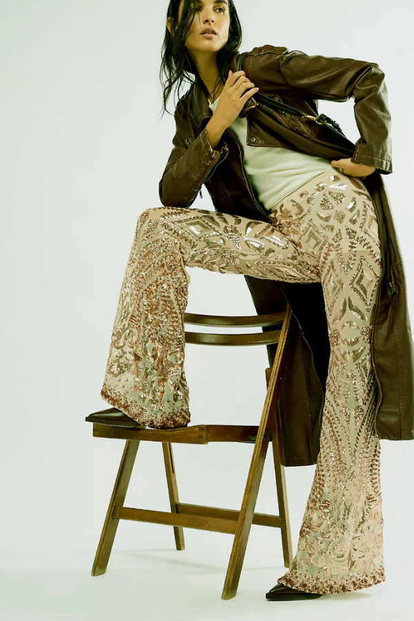 NIGHTCAP - CLEOPATRA FLARE PANT NATURAL GOLD