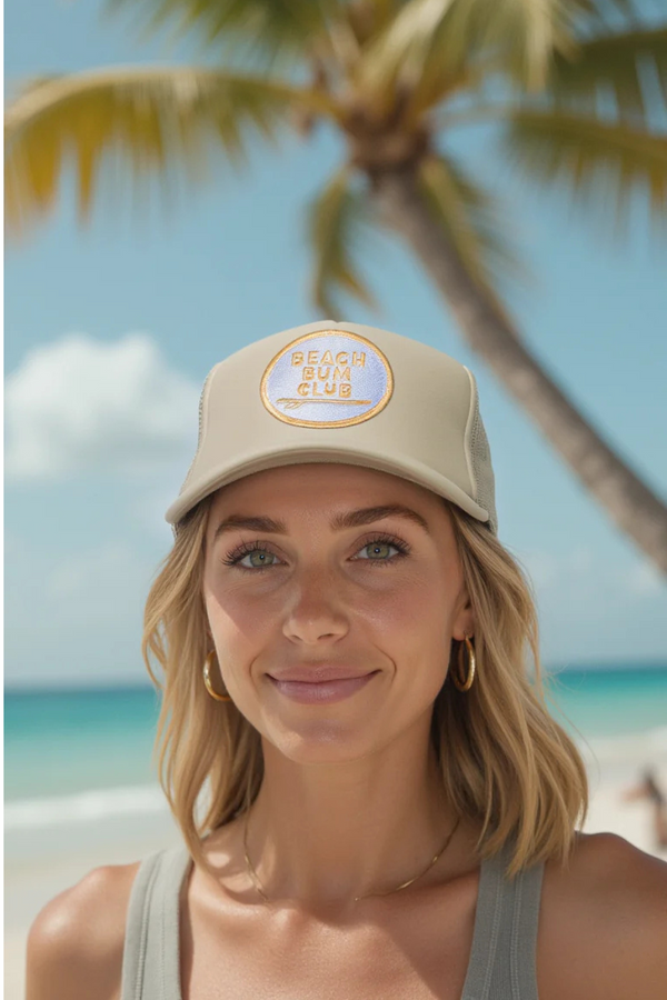 FRIDAY FEELIN - BEACH BUM CLUB TRUCKER HAT TAN