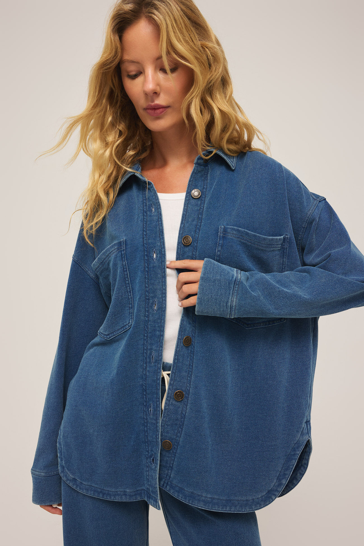 ジャケット・アウター Quilting Denim Jacket Z SUPPLY - ALL DAY KNIT DENIM JACKET VINTAGE INDIGO