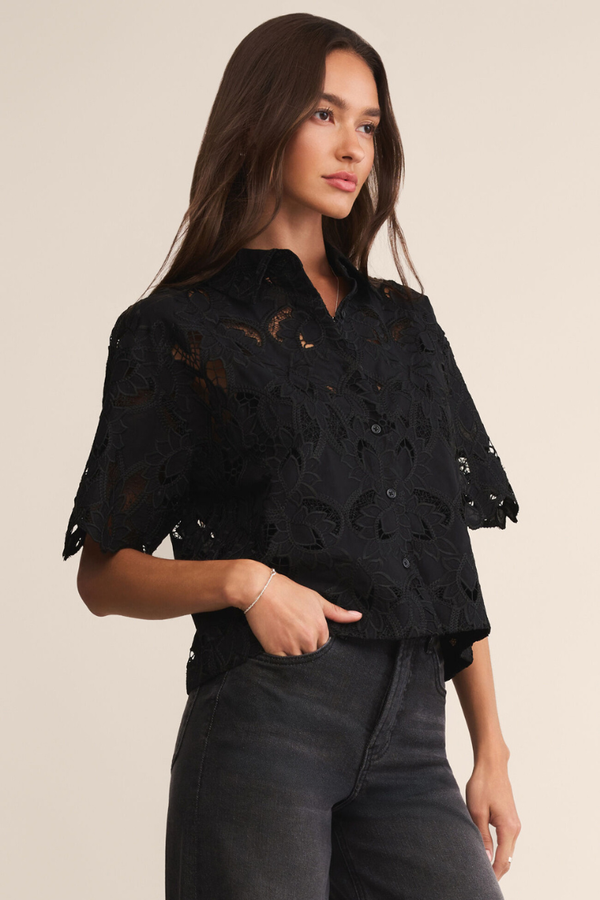 Z SUPPLY - MIDNIGHT EMBROIDERED TOP BLACK