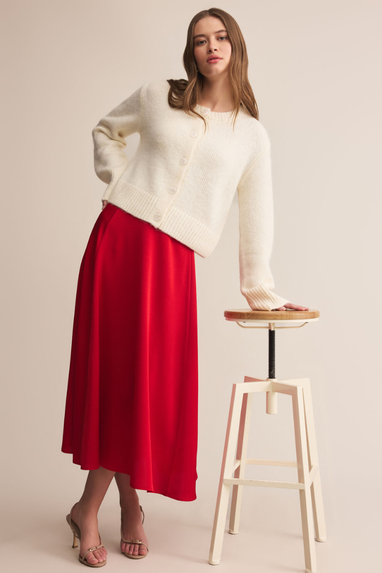 Z SUPLLY - NORTHPOINTE MIDI SKIRT FESTIVE RED