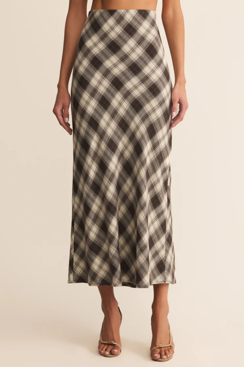 Z SUPPLY - EUROPA PLAID MIDI SKIRT BLACK