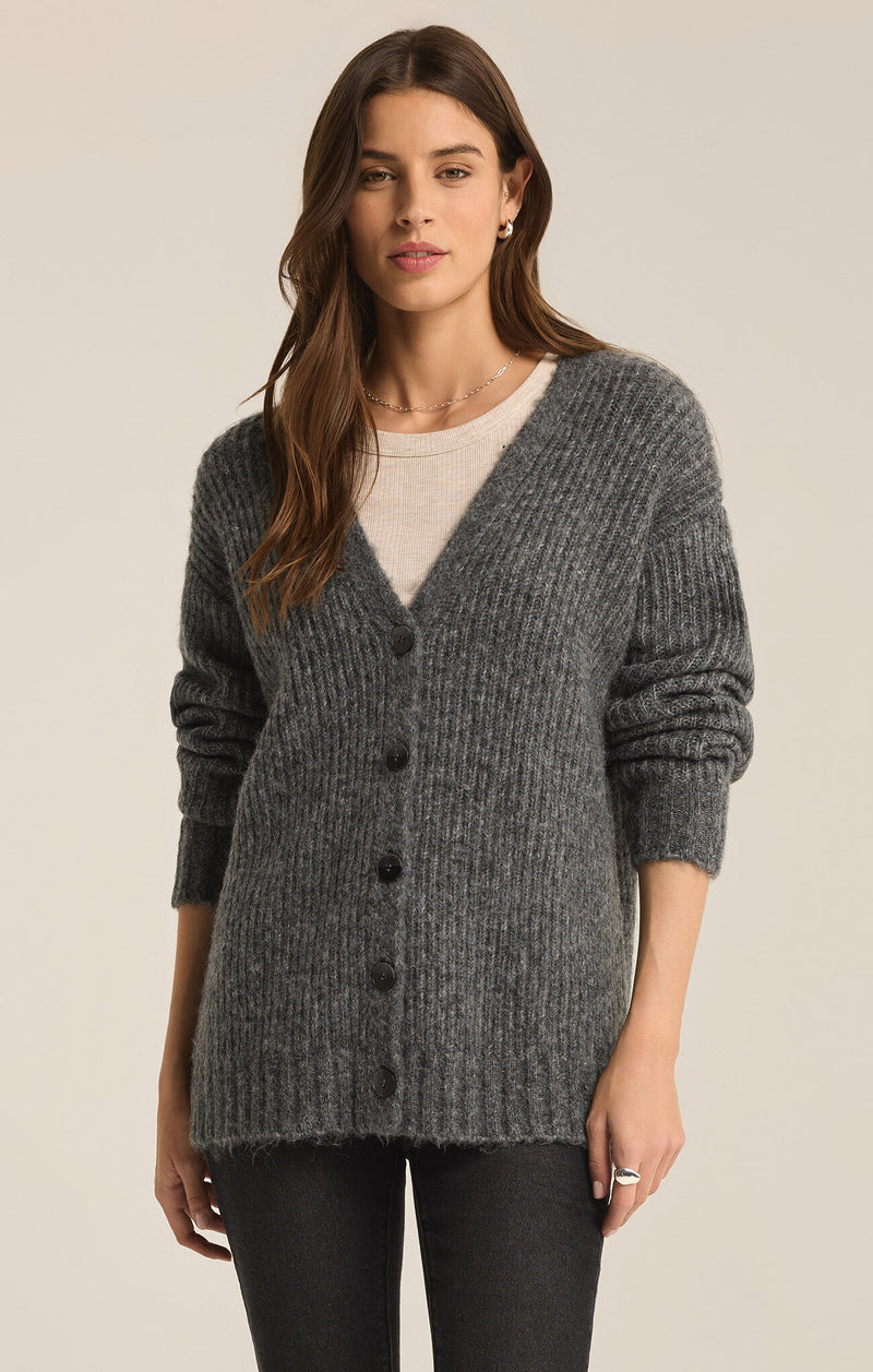 Z SUPPLY - JOSIE COZY CARDIGAN CHARCOAL HEATHER