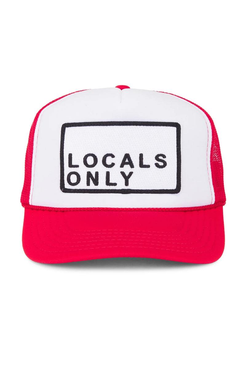 FRIDAY FEELIN' - LOCALS ONLY TRUCKER HAT RED SPLIT