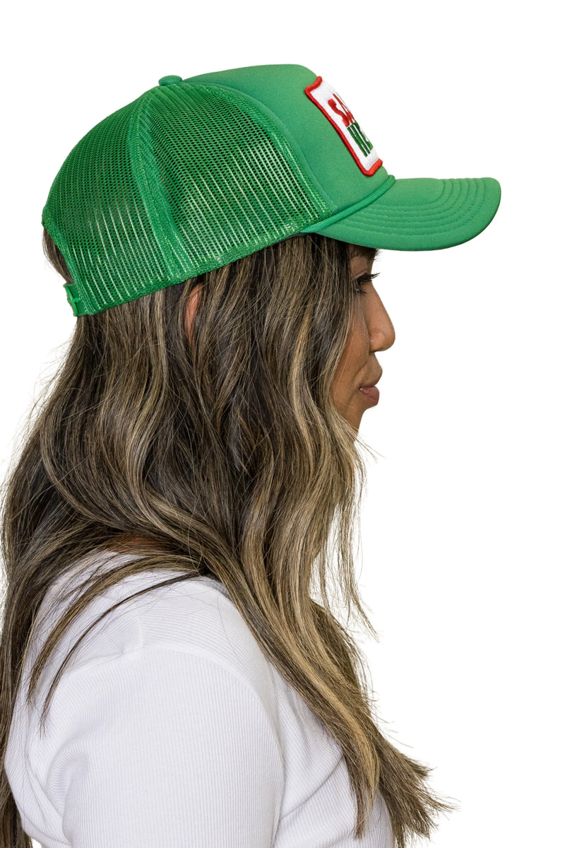 FRIDAY FEELIN - SANTAS HELPER TRUCKER HAT GREEN