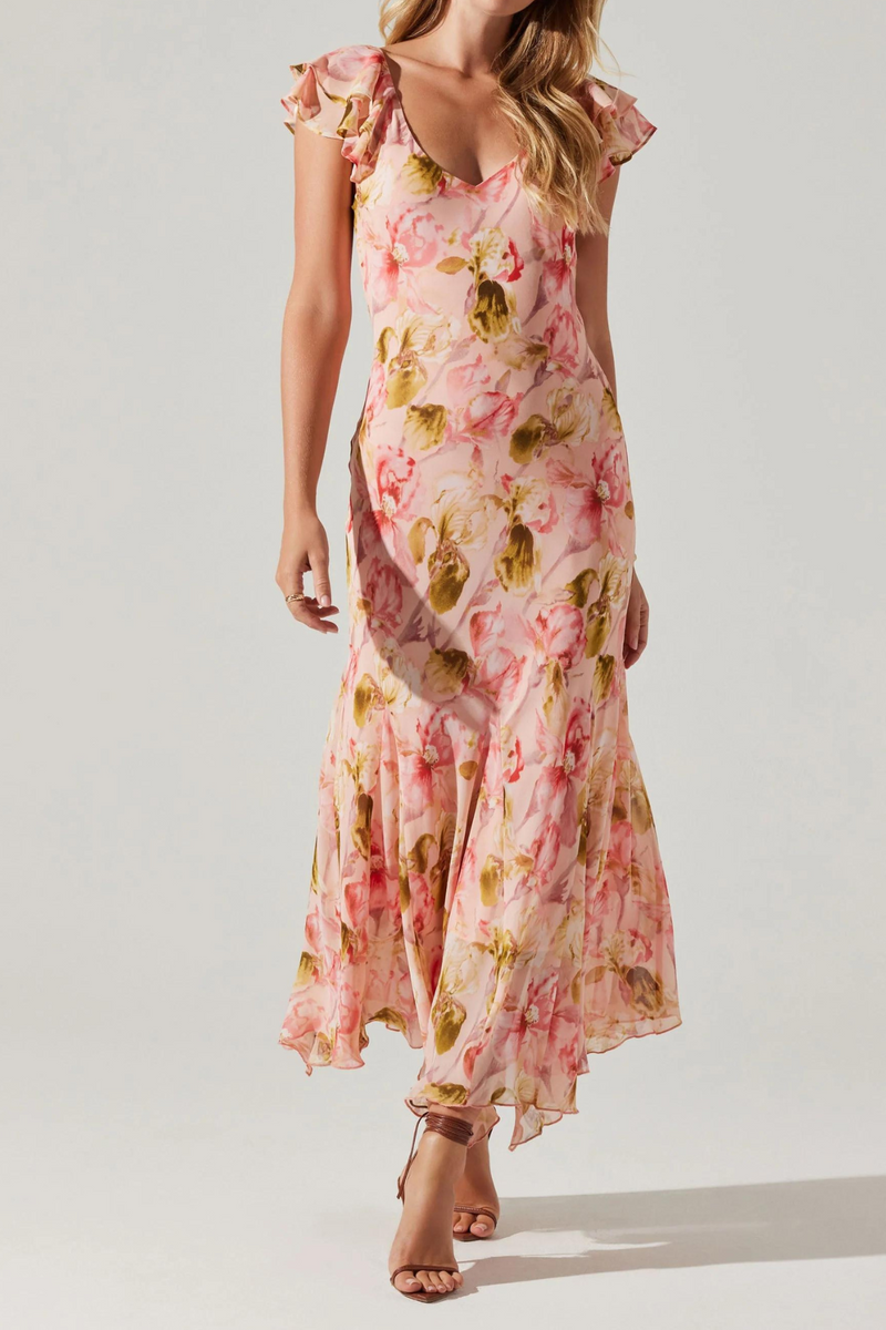 ASTR THE LABEL - WISTERIA FLUTTER SLEEVE MAXI DRESS