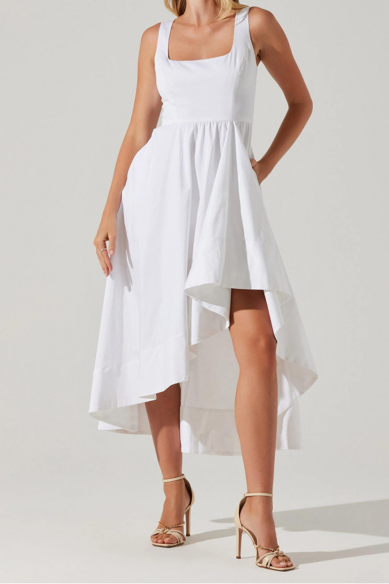 ASTR THE LABEL - ALLORA ASYMMETRICAL MIDI DRESS WHITE