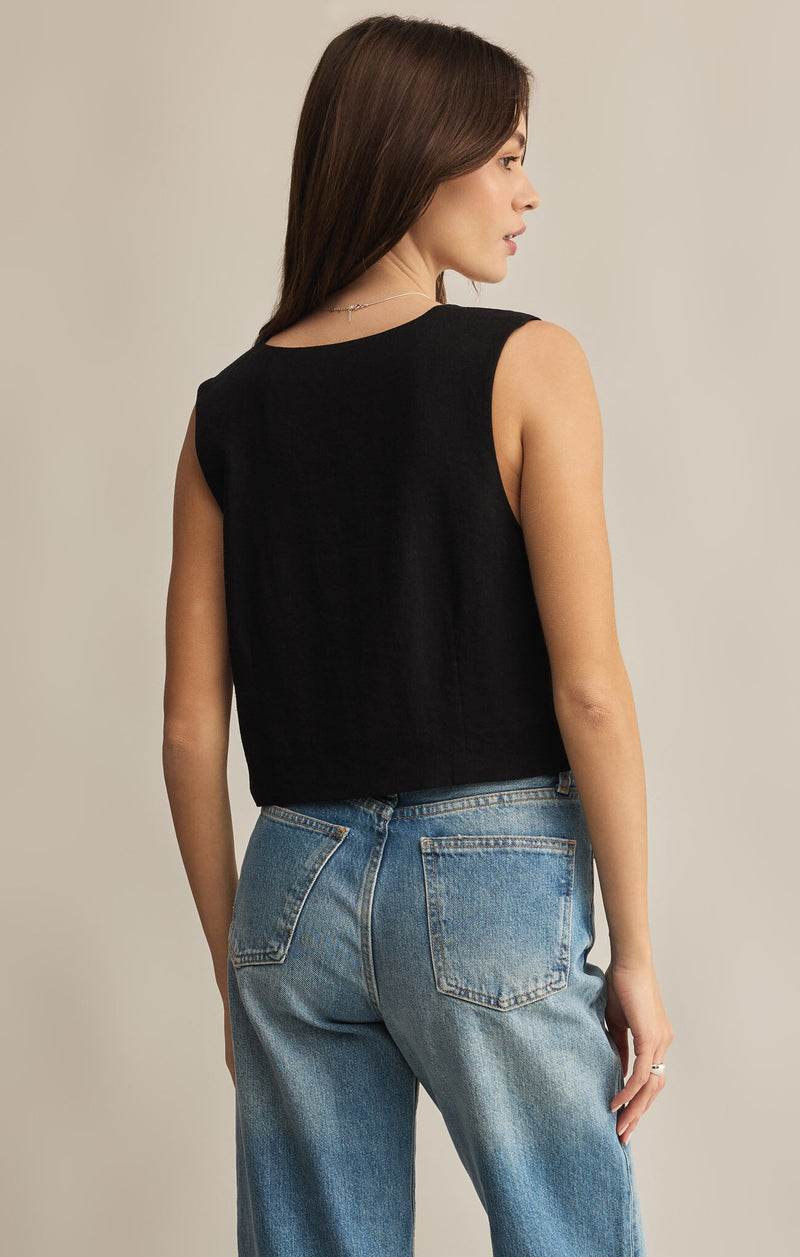 Z SUPPLY  MARTA LINEN VEST BLACK