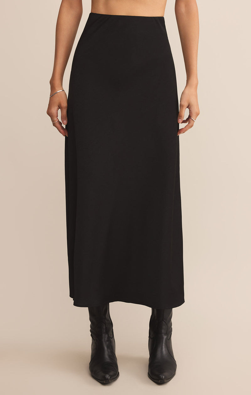 Z SUPPLY - IZABEL LUXE SATIN SKIRT BLACK