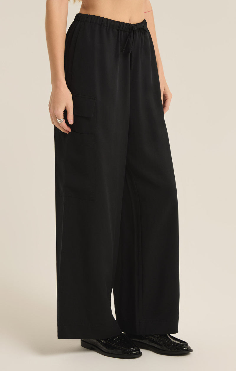 Z SUPPLY - RENEGADE WIDE LEG MARGO PANT BLACK