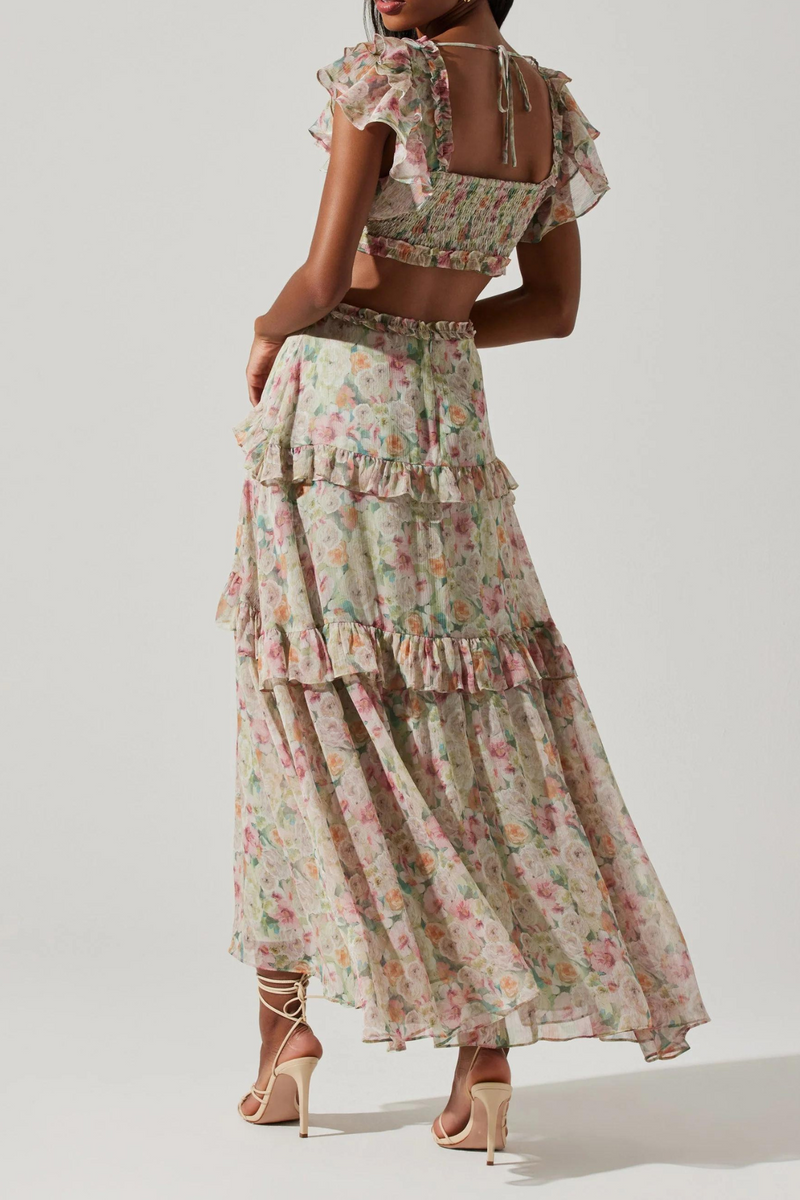 ASTR THE LABEL - MABLE FLORAL TIERED RUFFLE MAXI DRESS
