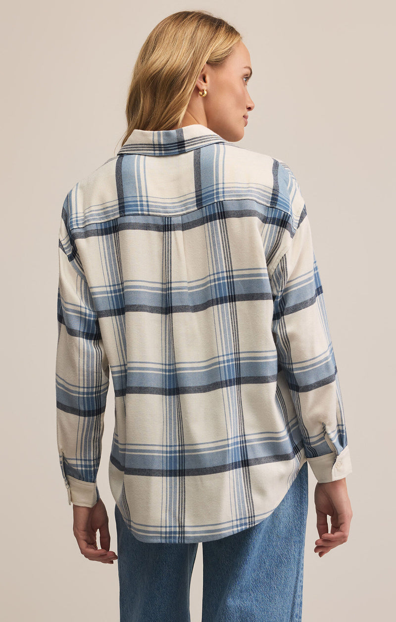 Z SUPPLY - RIVER PLAID BUTTON UP VINTAGE INDIGO