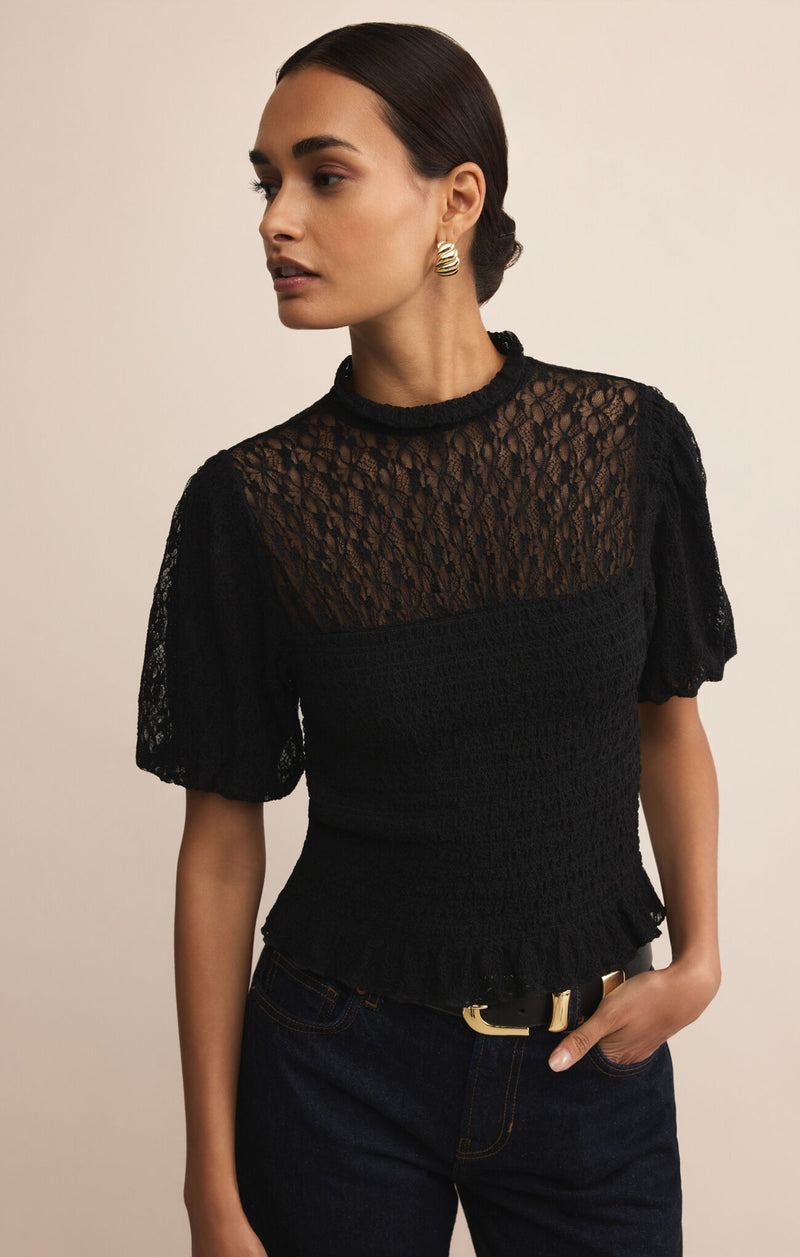 Z SUPPLY - GLIMPSE LACE TOP BLACK