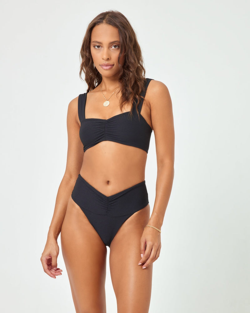 LSPACE - ECO CHIC REPREVE® BARDOT BIKINI BOTTOM BLACK