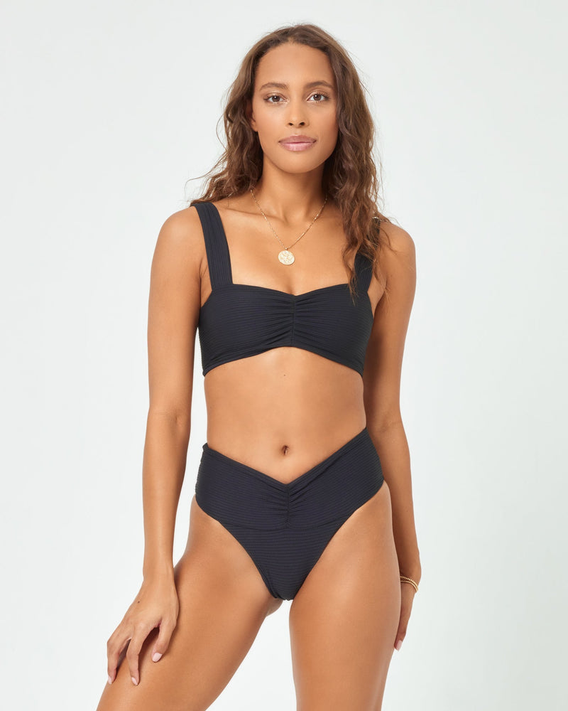 LSPACE - ECO CHIC REPREVE® BARDOT BIKINI BOTTOM BLACK