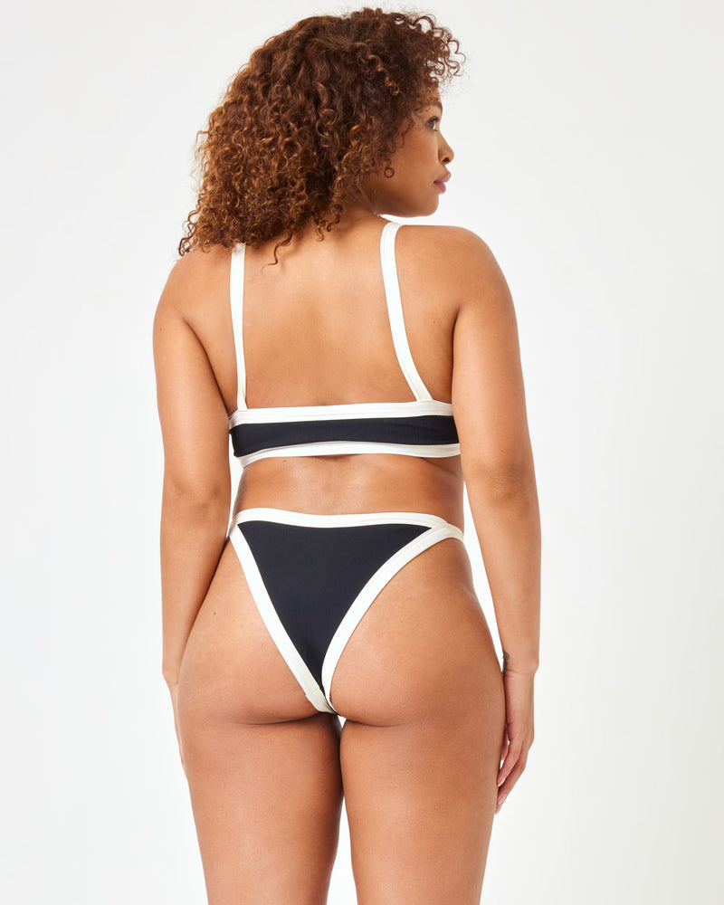 LSPACE - RIBBED TAYLOR BIKINI TOP BLACK CREAM