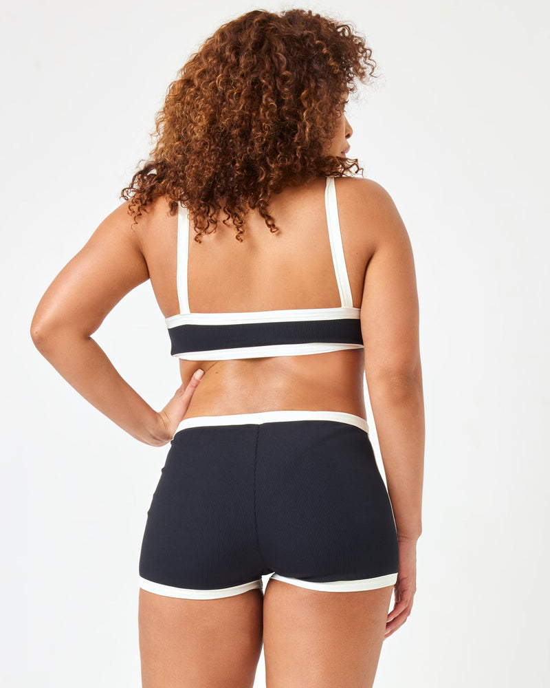 LSPACE - RIBBED SAILOR BIKINI BOTTOM BLACK CREAM