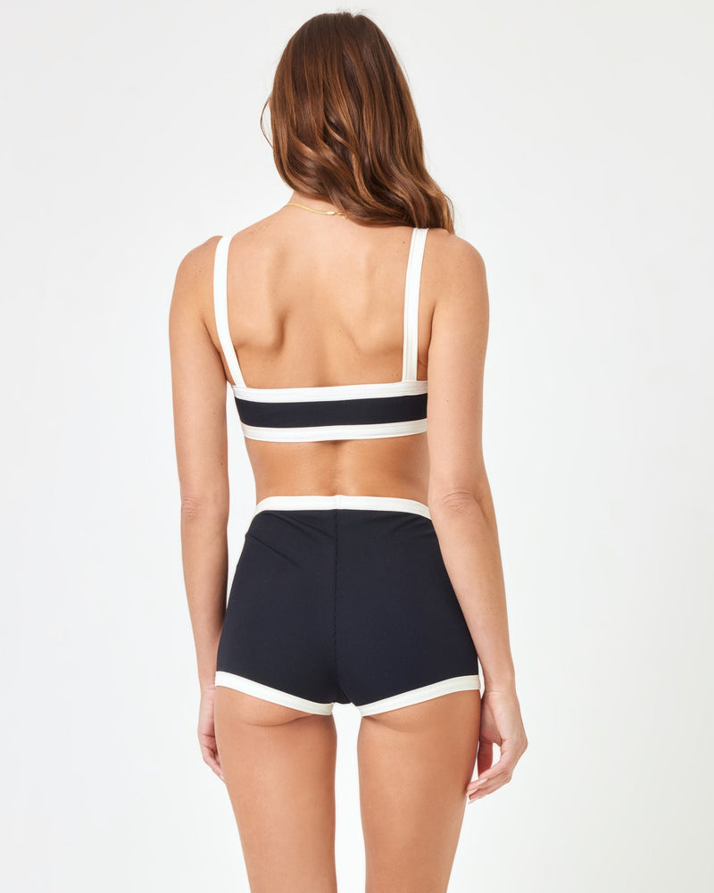 LSPACE - RIBBED SAILOR BIKINI BOTTOM BLACK CREAM