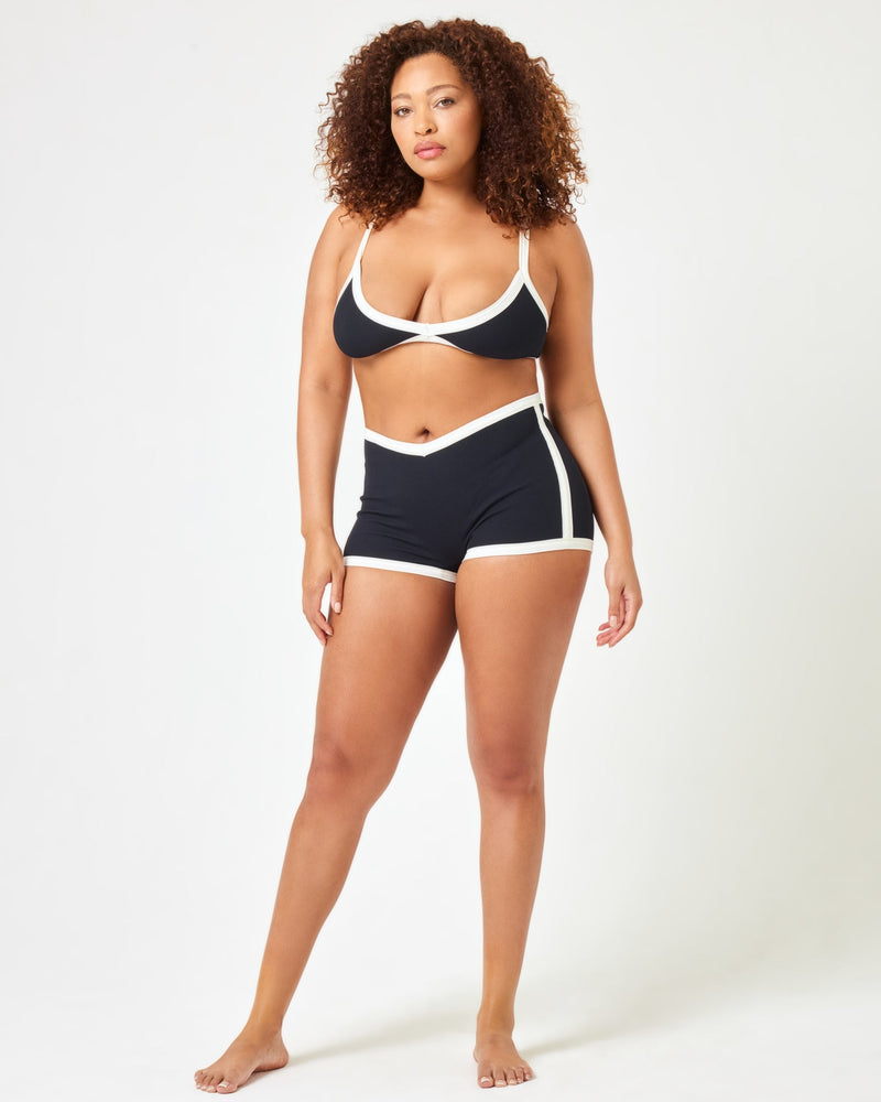 LSPACE - RIBBED SAILOR BIKINI BOTTOM BLACK CREAM